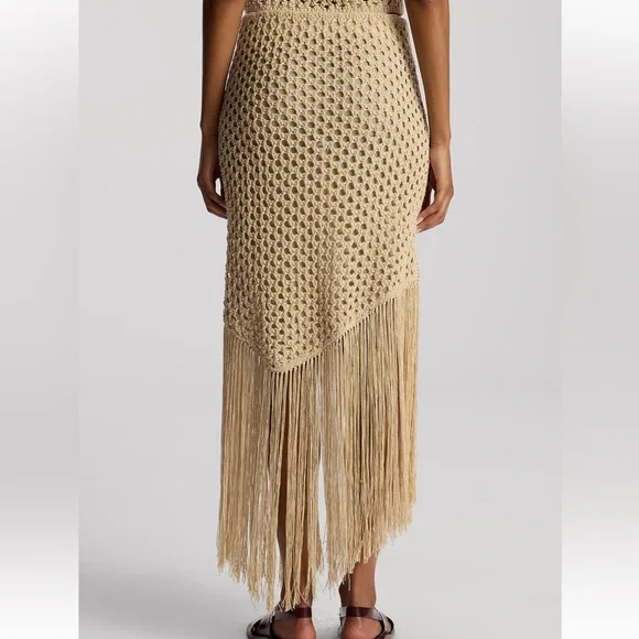 NWT A.L.C LEONA ASYMMETRIC FRINGE CROCHET SKIRT- SIZE M - Picture 2 of 9